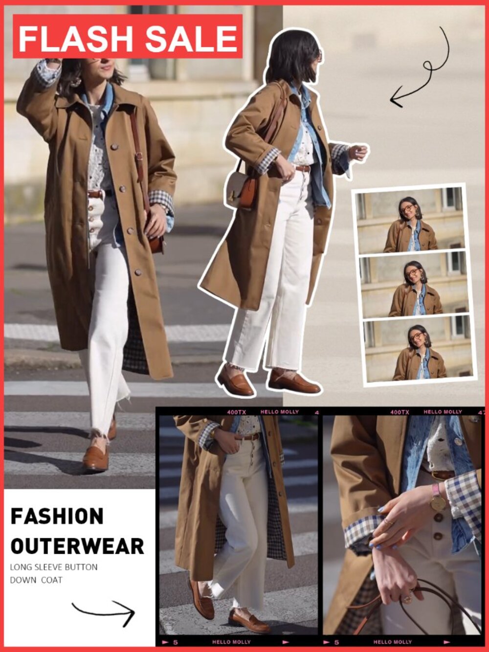 Oversized Long Trench Coat Windproof Single Breasted Faux Leather - Picture 7 of 7